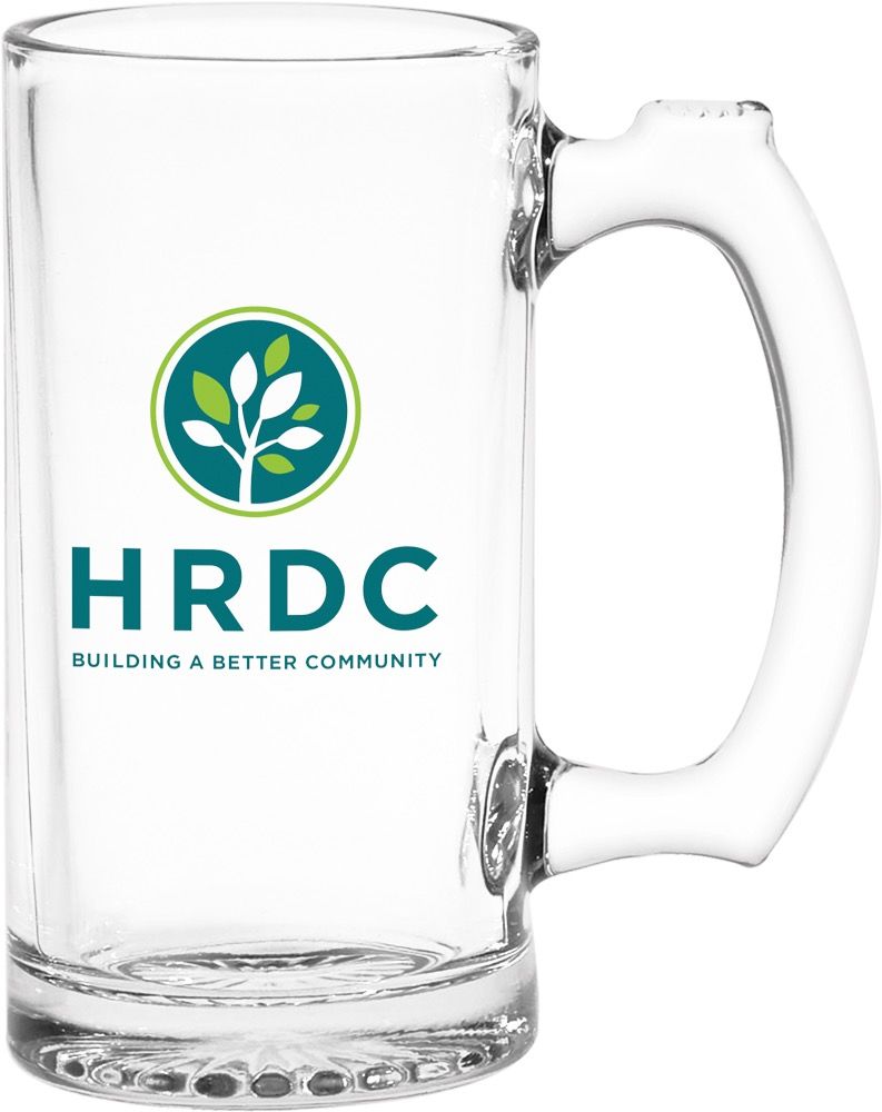 The Thumbprint 12 oz Clear Beer Drinking Glass - Screenprinted - H x 2.75" Diameter
